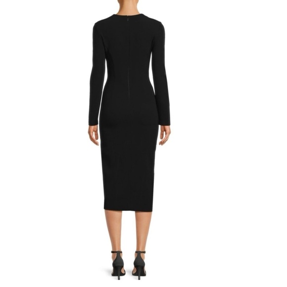 ROBERTO CAVALLI Black Longsleeve Gold Zip Slit TigerTooth Bodycon Dress Sz 46 10 - Picture 6 of 16